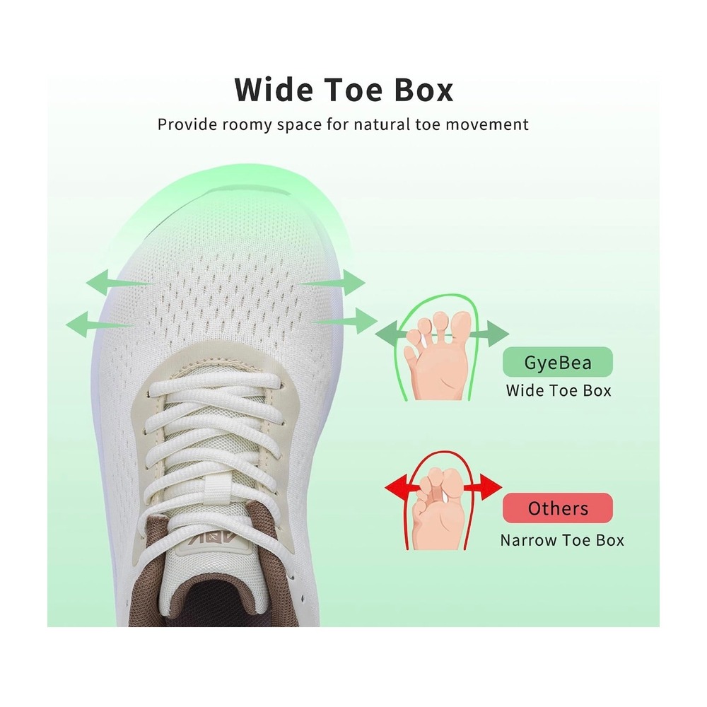 GyeBea ADV Womens Orthopedic Walking Sneakers Wide Toe Box Off White Size 9 - Picture 2 of 6